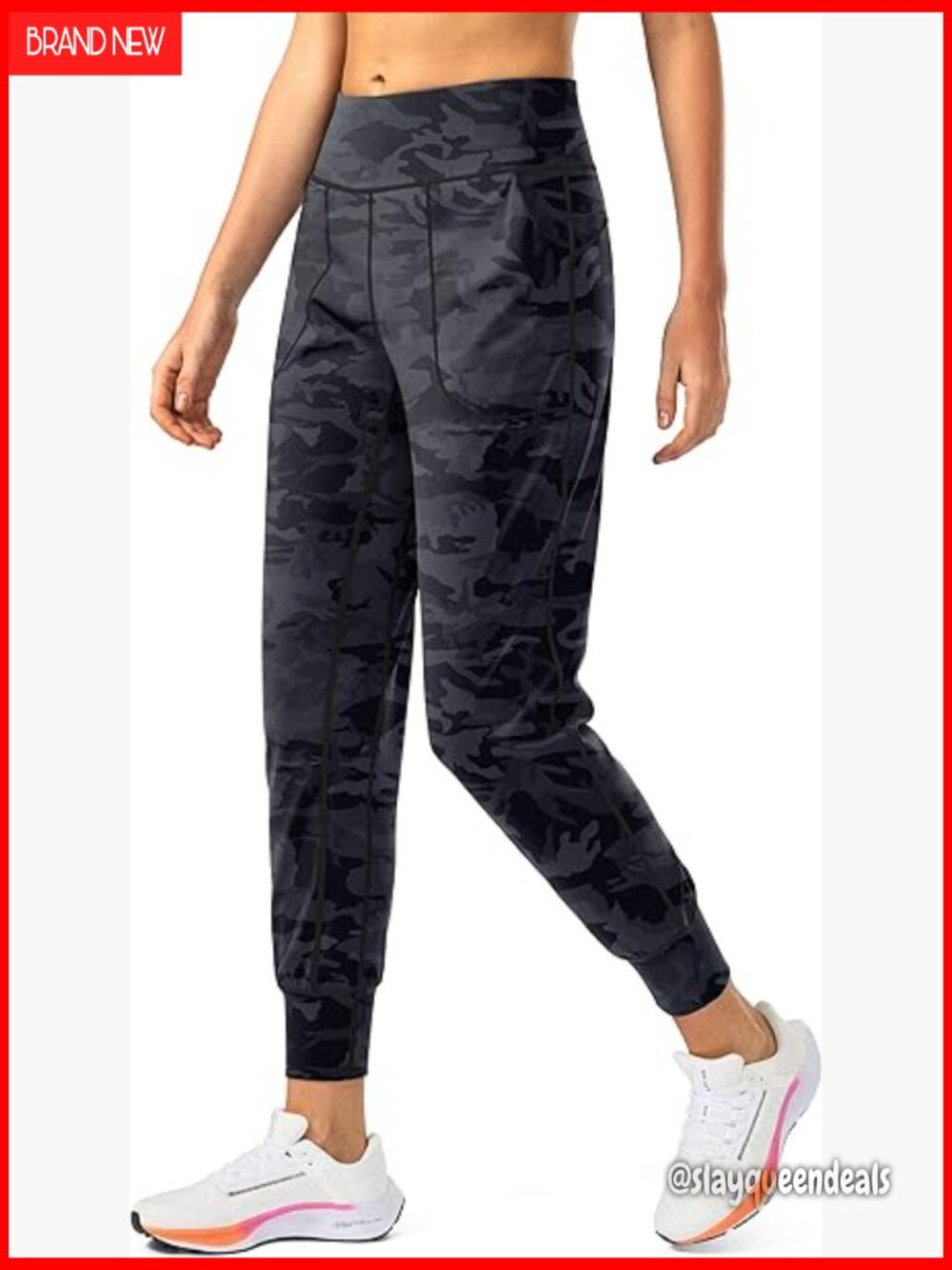 High Waisted Athletic Joggers with Zipper Pockets, Tapered Leg, Yoga Workout